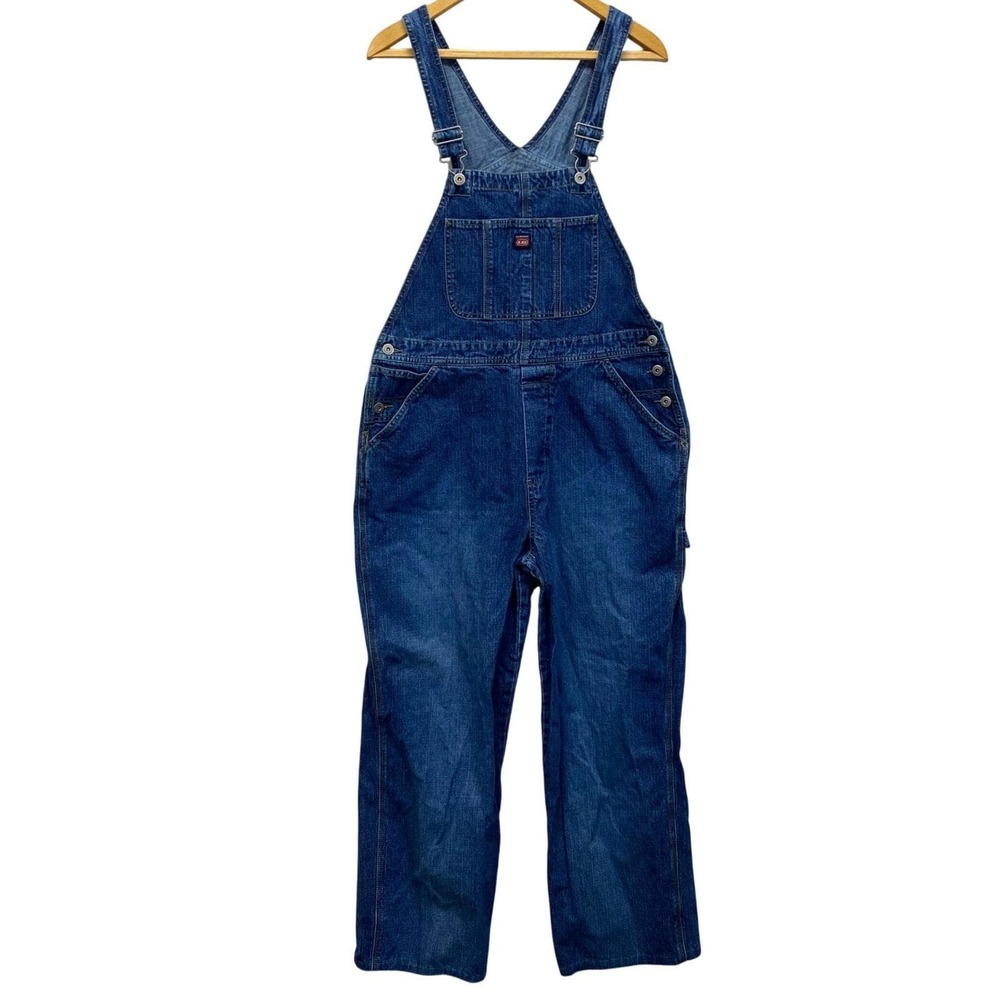 Unionbay Women's Large Denim Overalls Dark‎ Wash Cotton Carpenter Dungarees VTG